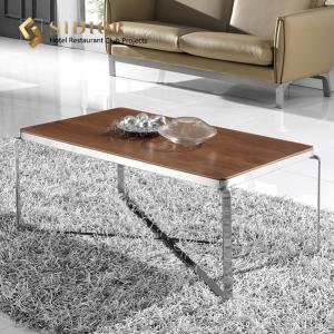 Quality Plywood Movable Coffee Table Rectangle Stainless Steel Base 45cm Height wholesale