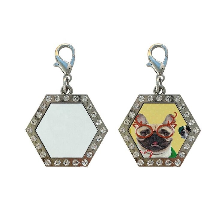 Personalized Aluminum Metal Dog Tag Sublimation Blanks With Diamonds