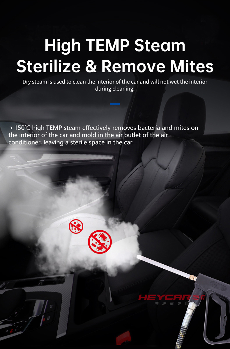 1500W Output Power Wet and Dry Steam High Pressure Car Washer for Cleaning Car Interior Engine Seats