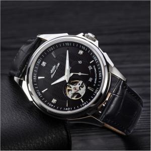 Quality Waterproof Luxury Tourbillon Mechanical Watch Stainless Steel Case Bottom Leather wholesale