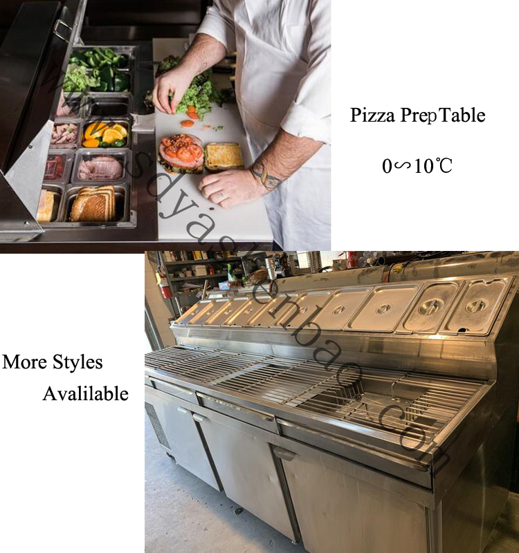 Antiwear Pizza Prep Fridge With Drawers Multiscene 240W Practical