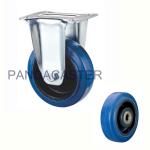 Top Plate Blue Caster Wheels 4 Inch Elastic Rubber Tread Wheels