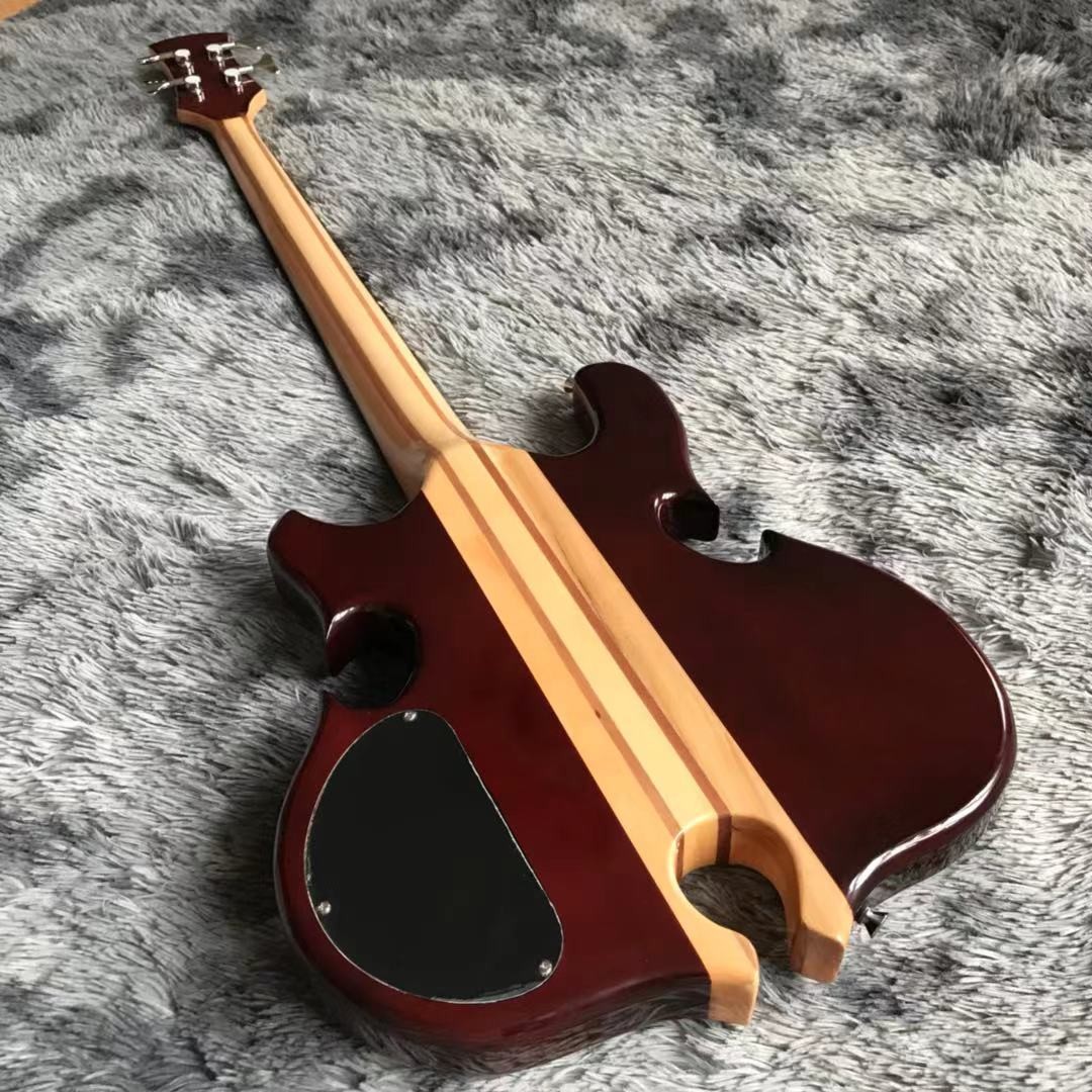 Custom Grand ALEM Mark King Deluxe Custom 4 Strings Neck Through Body Cut Bottom Heart WALNUT Guitar Bass