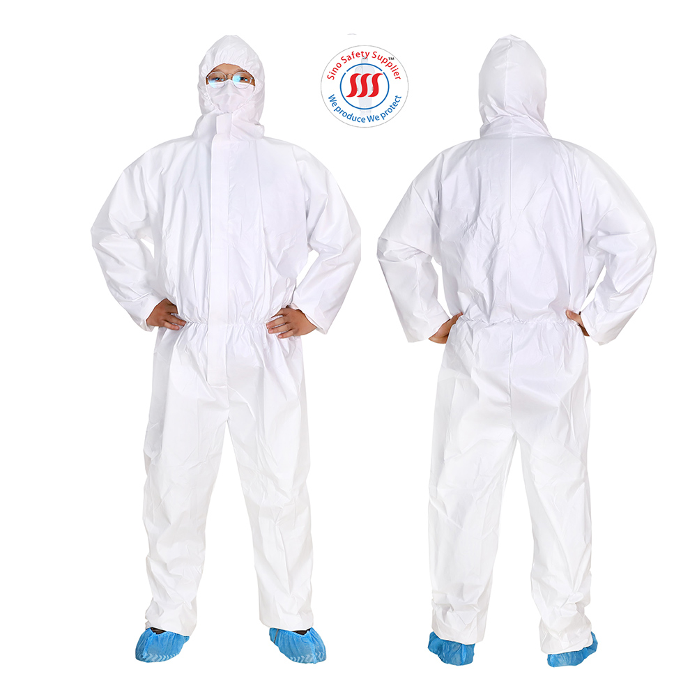Full Body Fluids Infectious Agents Protection Coverall Hooded Microporous SF Coverall