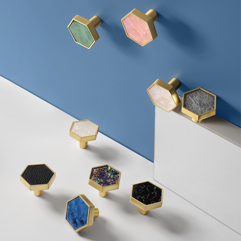 30mm Zinc Alloy Hexagon Knobs Handles Cabinet Pulls For Home Decoration