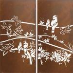 Backyard Tropical Bird Laser Cut Corten Steel Panels
