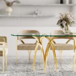 Apartment 201 SS Steel Furniture Glass Dining Table