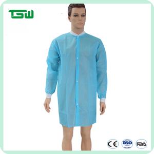 Quality FDA Unisex 25G Disposable Blue Lab Coats With Knitted Cuff wholesale