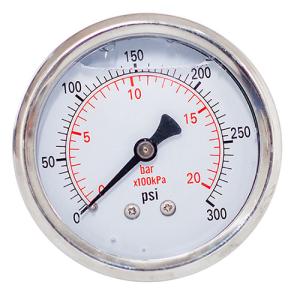 Quality 2-1/2 inch Pressure Gauge, glycerine, 0-300 psi/bar/Kpa, 1/4 BSP back mount, stainless steel case and brass internal wholesale