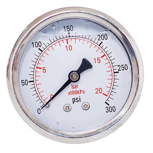 2-1/2 inch Pressure Gauge, glycerine, 0-300 psi/bar/Kpa, 1/4 BSP back mount,