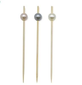Quality White Pearl Disposable Decorative Bamboo Picks For Cocktail Party 12CM wholesale