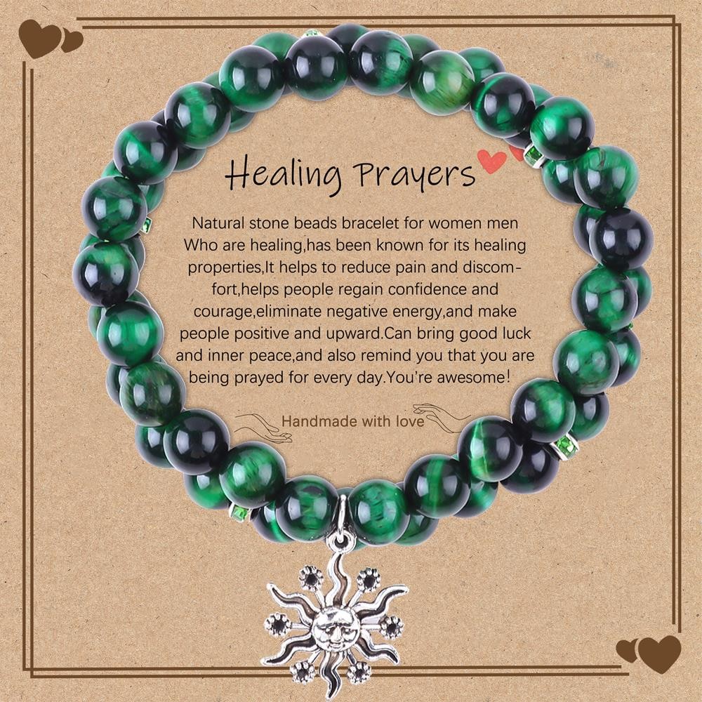 Handmade Round Green10mm Tiger Eye Bead Bracelet Crystal Healing