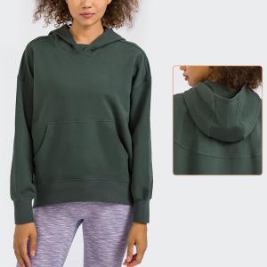 Quality Simple Yoga Casual Loose Drop Shoulder Pullover Hooded Sweater Women wholesale