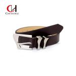 Black Ladies Leather Belt Irregular Metal Needle Buckle Custom Logo