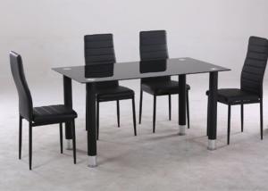 China Rectangle Modern Style Chinese Glass Dining Table And 4 Chairs on sale