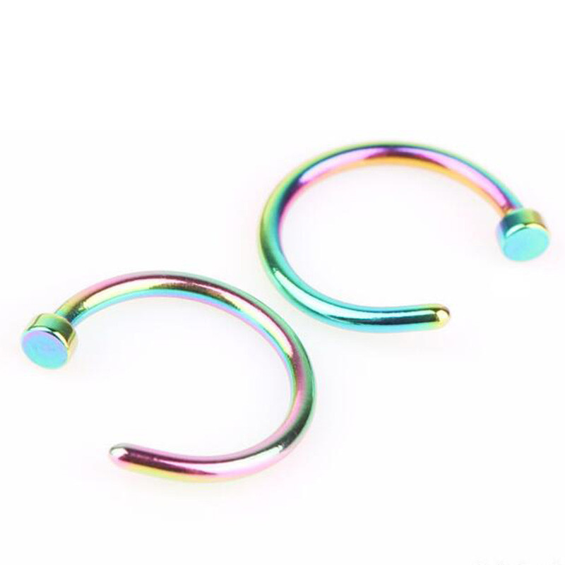 Women Stainless Steel Nostril Nose Hoop Stud Ring Clip On Nose Body Jewelry Fake Piercing Jewelry 6 8 10 12mm