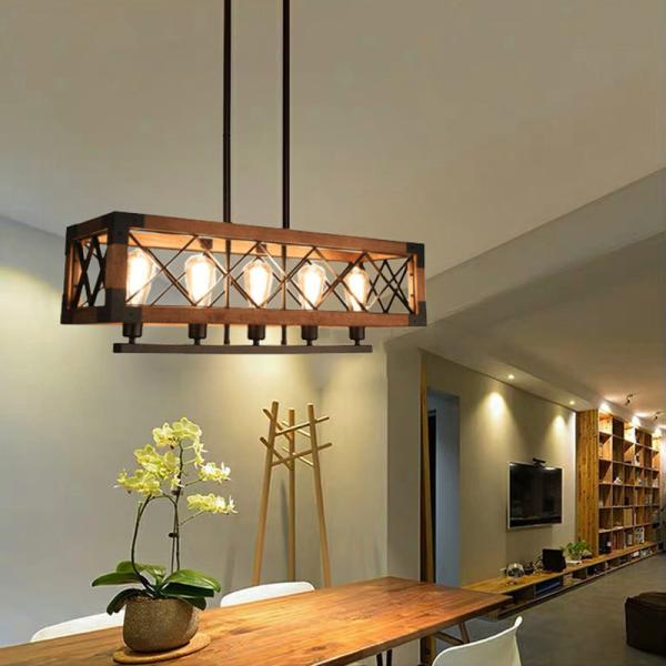Retro Led Pendant Light American Nordic Loft Wood Pendant Light Indoor