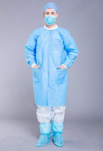 Quality SMS Blue Disposable 35GSM Polypropylene Lab Coat wholesale