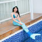 Pink And Blue Mermaid Tails For Swimming / Beach Holiday Mermaid Swimsuit