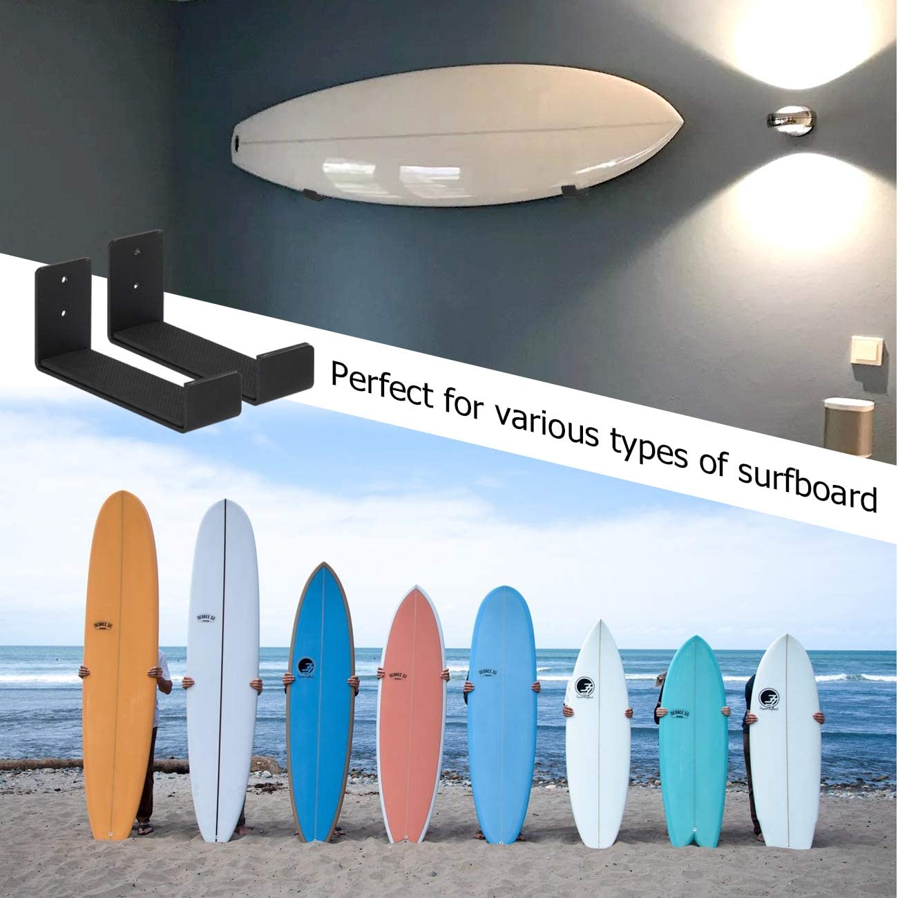 Wall Rack Snowboard Ski Board Wall Mount Metal Surfboard Storage Rack Bracket