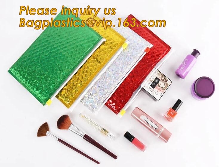 Cosmetic Pink Slider Padded Bag/Silver k Bag With Bubble,Padded Envelopes Cheap Aluminium Foil k Holographic