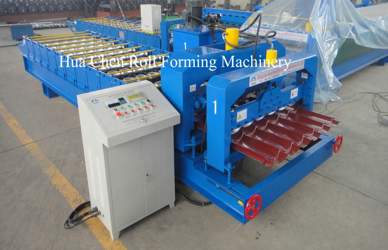 Auto Glazed Tile Roll Forming Machine , Roofing Sheet Forming Machine PLC Control