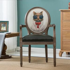 Quality European Style Solid Wood Chairs , Leather Seat Living Room Arm Chairs wholesale