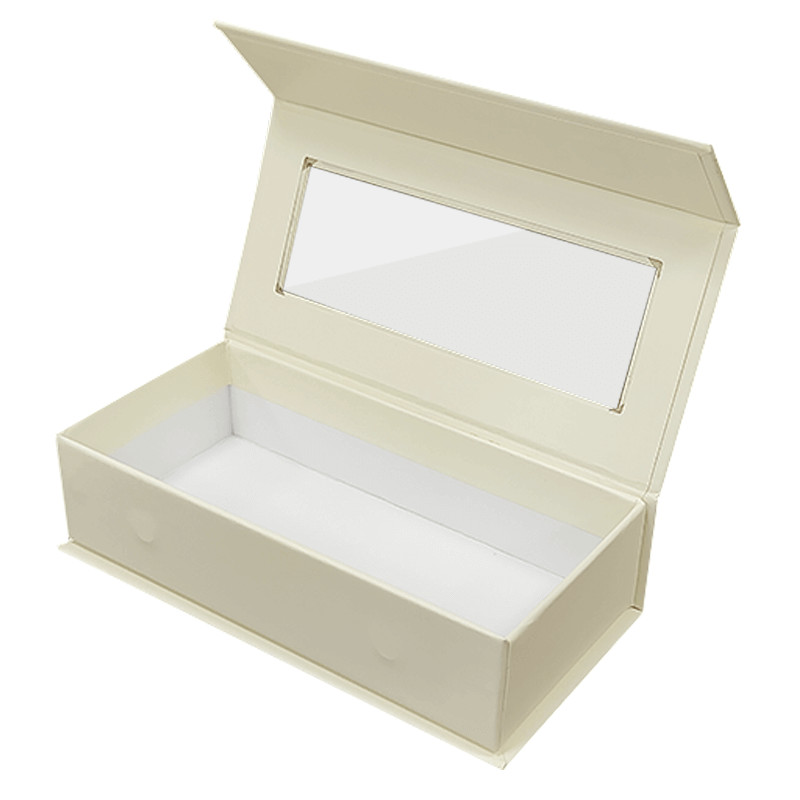 Customized Square Magnetic Closure Lid Gift Cosmetic Personalized False Eyelashes Packaging Paper Box With Transparent Window