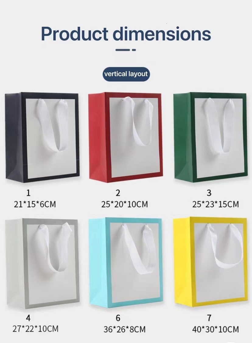 Foldable Stand Up Ribbon Closure Kraft Paper Bags Paper Bag Packaging For Clothes