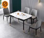 Oilproof Rectangle Restaurant Dining Table Marble Stone Tabletop