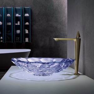 Quality Modern Faceted Shape Glass Bathroom Sink OEM Purple Wash Basin wholesale
