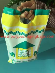 Quality W14 X L28cm Die Cut Handle Bags / Hand Hole Shopping Plastic Travel Bags wholesale