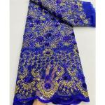 Nigerian Wedding Party Dress African Sequin Lace Fabric Multi Color Net