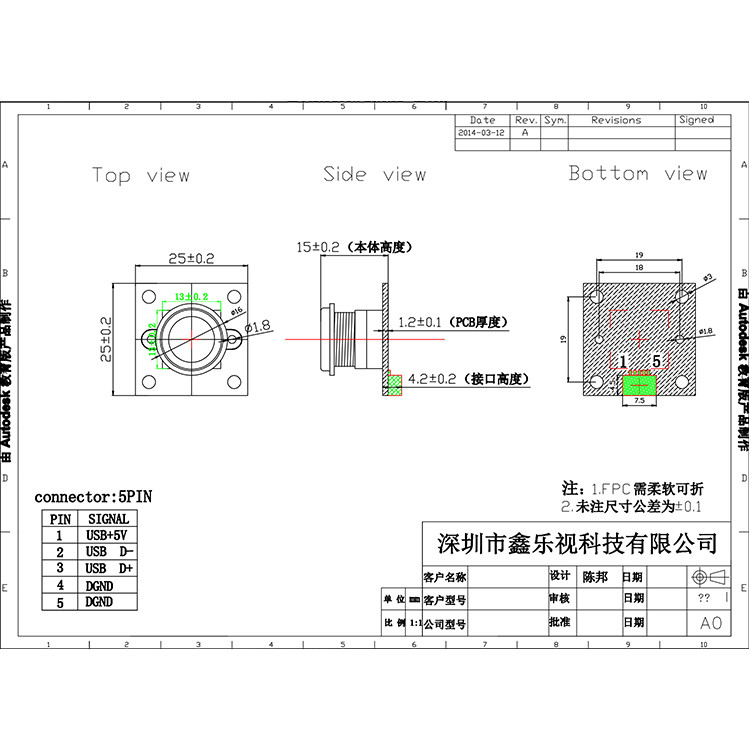 Raspberry Pi Wide Angle Camera Module 25x25mm With Galaxy GC0308