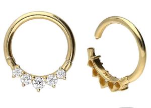 Quality Surgical Hinged 14K Gold Clicker 5 Outer Claw Set Type Hypoallergenic wholesale