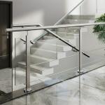 Stylish Brushed Stainless Steel Handrails with Round Plate Cover for Glass