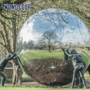 Quality Customized Stainless Steel Garden Sculptures Outdoor Person Push Ball Large wholesale