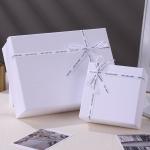 Cardboard Paper Luxury White Gift Box With Ribbon Wedding Party Souvenir Gift