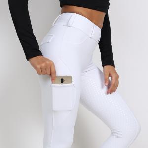Quality White Horse Riding Pants Full Seat Silicone Anti Pilling Womens Equestrian Breeches wholesale
