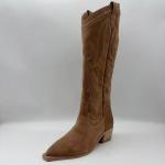 Brown soft cow suede genuine leather Womens Dress Boots，TPR outsole with abs