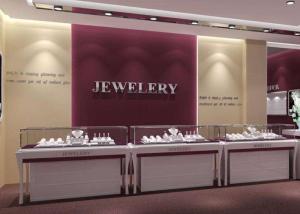Quality Wooden MDF + Tempered Glass Jewelry Display Cases With Light wholesale