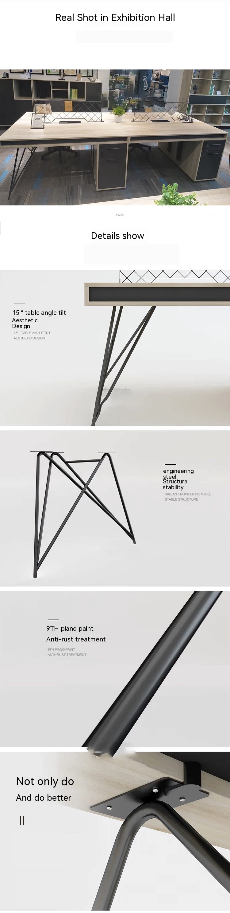 Simple Modern Office Furniture Table and Chair Combination for Open Staff Workstation