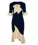 Small Quantity Garment Manufacturer Women'S Sexy Round Neck Knotted Slim Long