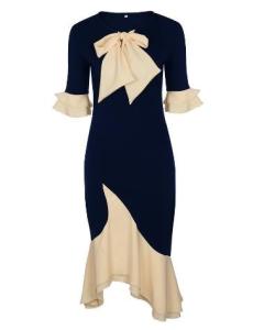 Quality Small Quantity Garment Manufacturer Women'S Sexy Round Neck Knotted Slim Long Sleeve Lace Dress wholesale