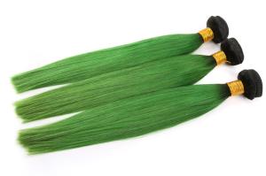 Quality 12-24 Inches Two Tones Green Color Hair Virgin Brazilian Human Hair Extension wholesale