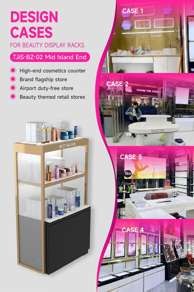 TJiS-BZ-02 Top Opening Translucent Design Skincare Display Cabinet with 9mm Crystal Blocks