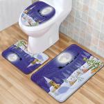 Snowman Christmas Bath Mat Set Anti Skid Restroom Mat Set