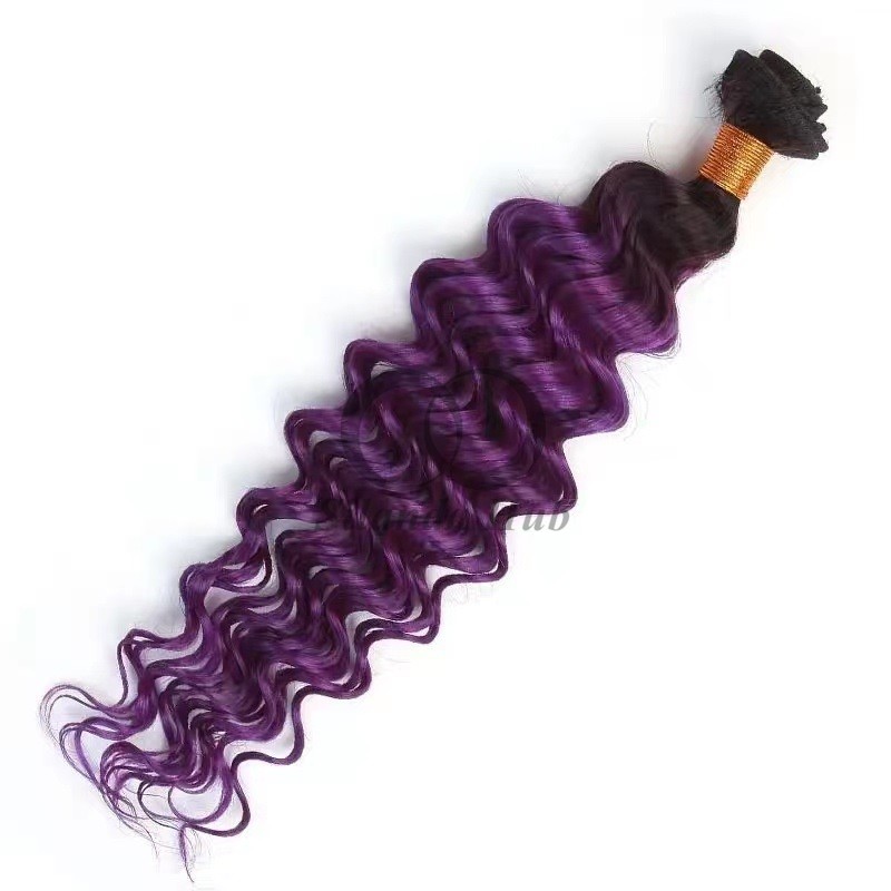 #T1B/Purple Deep Wave Remy Human Hair Bundles Sew In Weave Bundles Brazilian Bundle Deals