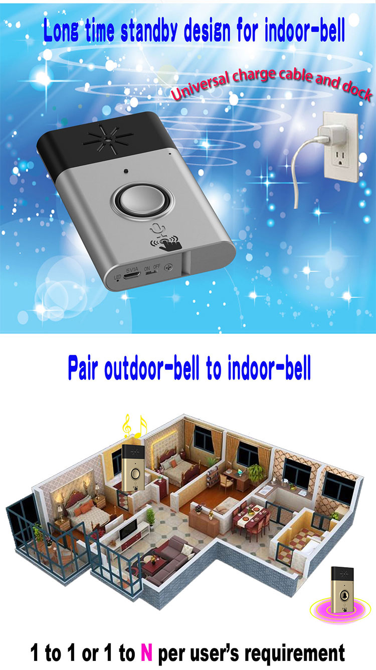 silver/gold color talk function wireless door bell