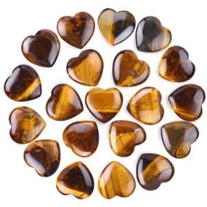 Quality Home Decor 0.8 Inch Tigers Eye Heart Shaped Stone Smooth Polish wholesale